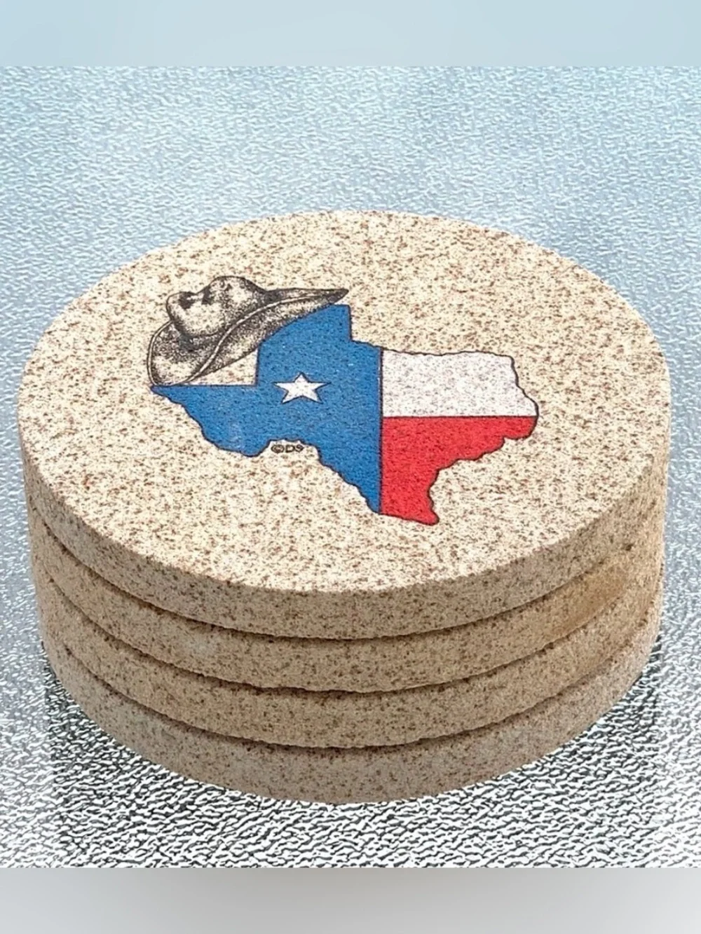 Thirstystone Stoneware Texas Map and Cowboy Hat Coasters ~ Set of 4